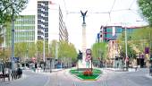 Imagen de la plaza de las Batallas completamente vacía el 15 de marzo de 2020, día que entró en vigor el estado de alarma.