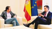 NEGOCIACIONES. Pablo Iglesias y Pedro Sánchez, en una reunión.