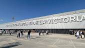 Fachada principal del Estadio de La Victoria en el partido del pasado sábado ante el Xerez CD. / J. Moyano.