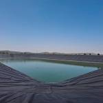 Imagen de una de las balsas construidas por la Comunidad de Regantes y que solo albergan agua de lluvia. / Comunidad de Regantes de Torredonjimeno.