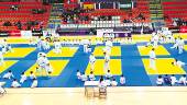 CONCENTRACIÓN. Fotografía panorámica durante la disputa de la Copa Diputación de Judo en el Complejo Deportivo Municipal de La Salobreja.