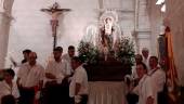 PASIÓN. El trono de Santa Águeda antes de salir en procesión por las calles del municipio.