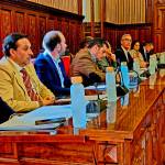 Bancada popular durante la intervención de Luis Mariano Camacho en el pleno ordinario de la Diputación de Jaén. / PP Diputación de Jaén.