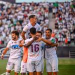 Celebración del gol de Agus Alonso. / Real Jaén.