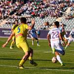 Jugadores del Real Jaén y del Huétor Tajar, durante un momento del partido. / Miranda López.