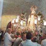 El trono de la Virgen dispuesto para su entrada en la parroquia de Nuestra Señora de la Fuensanta, finalizada la procesión. / Diario JAÉN.