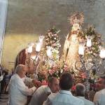 El trono de la Virgen dispuesto para su entrada en la parroquia de Nuestra Señora de la Fuensanta, finalizada la procesión. / Diario JAÉN.