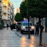 Guardia Civil desplegada en la zona centro de Andújar, a primera hora de la mañana.