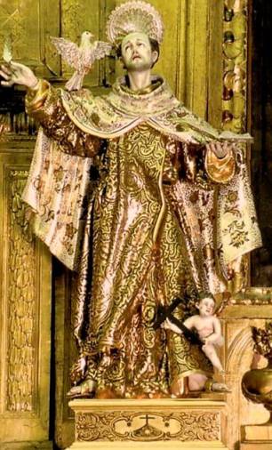 <i>Imagen de San Juan de la Cruz en el retablo del altar mayor de la iglesia de las carmelitas Descalzas de Jaén.</i>