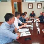 Un instante de la reunión mantenida entre representantes de sindicatos, la CEJ y la Diputación. / F. Gaitán / Diario JAÉN