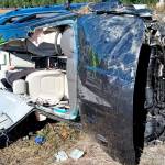 Vuelco del vehículo. / Bomberos de Andújar.