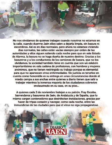 Todas las felicitaciones al trabajo de Diario JAÉN y los aplausos públicos a los valientes de la sociedad