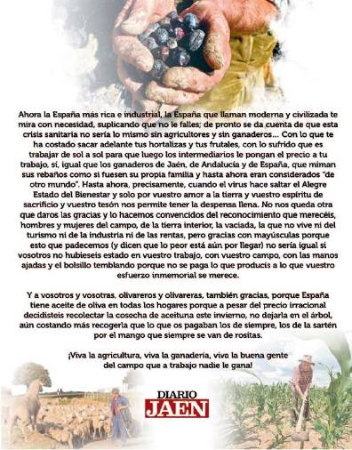 Todas las felicitaciones al trabajo de Diario JAÉN y los aplausos públicos a los valientes de la sociedad