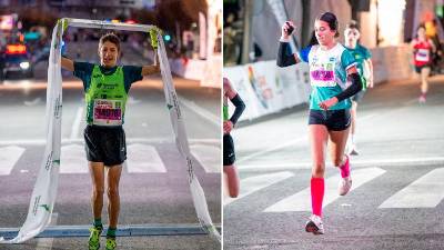Rafael Jesús Sánchez y Cayetana Panadero, ganadores en la general de la carrera infantil de la Noche de San Antón 2026. / Jaén, Ciudad del Atletismo.