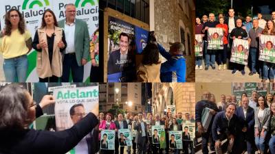 Actos de pegada de carteles de Por Andalucía, PP, PSOE, Adelante Andalucía, Jaén Merece Más y Vox en Jaén. 