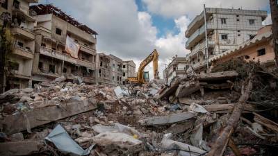 Montaña de escombros en Jibchit, en el sur de Líbano, por ataques de Israel. / Europa Press.
