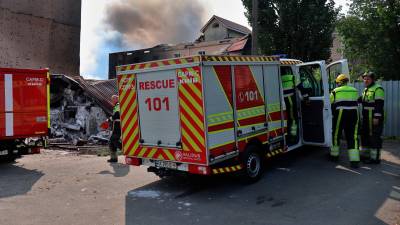 Equipos de bomberos ucranianos desplegados ante un ataque ruso con drones. / Europa Press. 