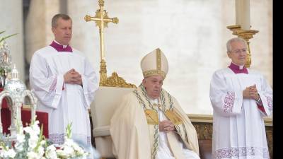 El Papa Francisco durante la proclamación de nuevos santos de la Iglesia Católica en la Jornada Mundial de las Misiones 2024. / Europa Press.