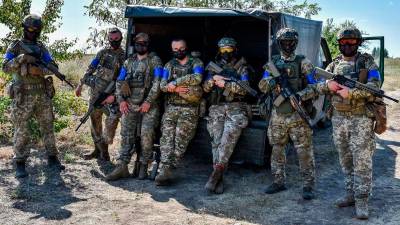 Militares de Ucrania durante unas maniobras en la provincia de Zaporiyia. Archivo.