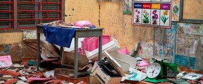 Una escuela en Kouk Mon, provincia camboyana de Oddar Meanchey, dañada durante el conflicto de este año entre Camboya y Tailandia. Archivo. / Europa Press.