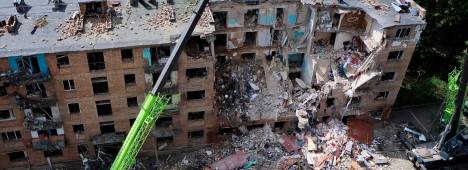 Vista de un edificio dañado en Kiev por un ataque del ejército ruso. / Aleksandr Gusev / Contacto / Europa Press.