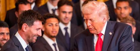 Trump, durante la recepción en la Casa Blanca al equipo de Leo Messi, el Inter Miami. / Andrew Leyden / ZUMA / Europa Press.