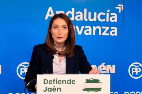 <i>Mónica Moreno, en rueda de prensa. Archivo. / PP Jaén.</i>