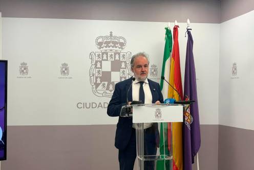 <i>Francisco Lechuga, concejal del Área Económica, durante la rueda de prensa. / Juanfran Paredes / Diario JAÉN.</i>