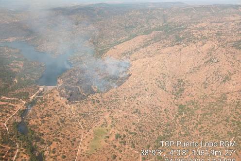 <i>Imagen aérea del incendio forestal declarado en Andújar. / Plan Infoca. </i>