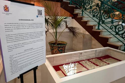<i>Vitrina donde han expuesto los escritos en el Ayuntamiento. / Ayuntamiento de Jaén. </i>