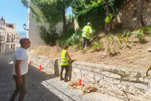 <i>José María Cano supervisa los trabajos de desbroce en la carretera de la circunvalación. / Ayuntamiento de Jaén.</i>