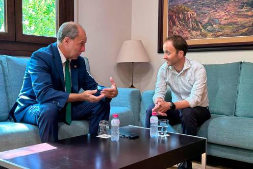 <i>Nicolás Ruiz y Erik Domínguez durante la reunión. / Junta de Andalucía.</i>