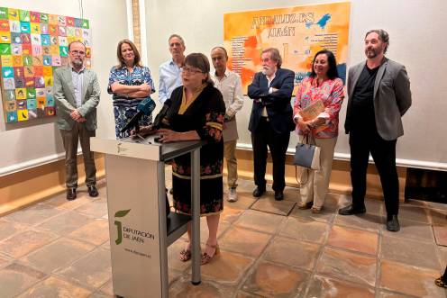 <i>Imagen de la intervención de Pilar Parra en la exposición. / Diputación de Jaén.</i>