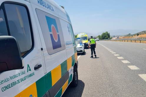 <i>Los servicios de emergencias, en el lugar del accidente. </i>