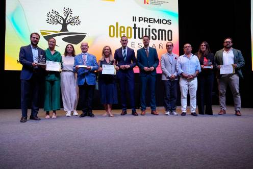 <i>Foto de familia de la Entrega II Premios Oleoturismo España. / Diputación de Jaén. </i>