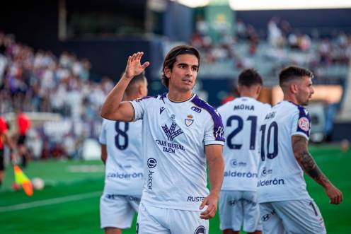 <i>Marco Siverio y Jaume Pol, en un partido del Real Jaén de esta temporada. / Real Jaén.</i>