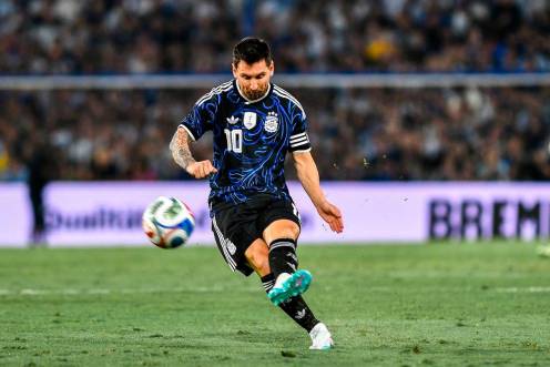 <i>Leo Messi durante un partido amistoso entre Argentina y Mauritania en el Bombonera Stadium. Archivo.</i>
