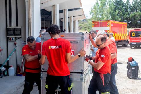 <i>Preparativos del Equipo de Emergencia y Respuesta Inmediata de la Comunidad de Madrid (Ericam) para volar a Venezuela. / Ricardo Rubio / Europa Press.</i>