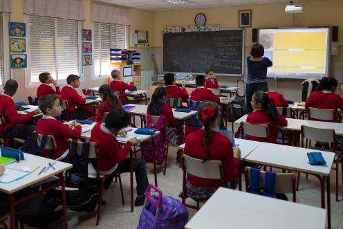 <i>Imagen de un aula de un colegio en el desarrollo de la actividad lectiva. / Archivo. / Europa Press.</i>