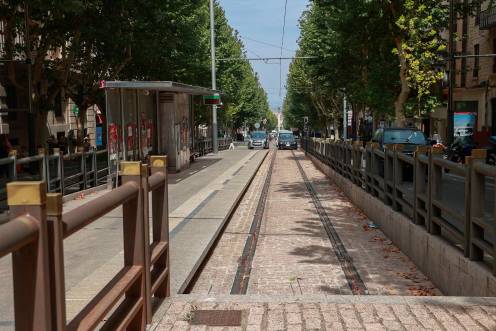 <i>Inicio del trazado del tranvía en el Paseo de la Estación. / Rocío Ruz / Europa Press. </i>