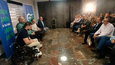 Daniel Madrigal, Carlos Linares, Erik Domínguez y Juan Carlos Pinalla, durante el acto celebrado en el Hotel Condestable Iranzo. / F. Gaitán / Diario JAÉN.