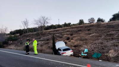 Salida del vehículo en el km 57 de la A-316, sentido Jaén.