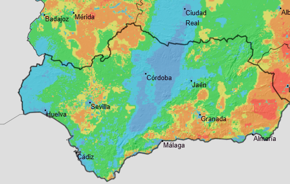 <i>Riesgo de incendios en Andalucía. / Aemet.</i>