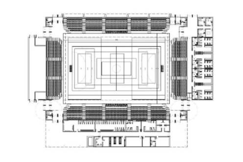 <i>Plano del pabellón con los espectadores sentados.</i>