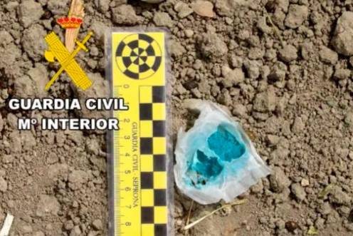 <i>Una de las bolsitas con raticidas encontradas en la parcela. / Guardia Civil. </i>