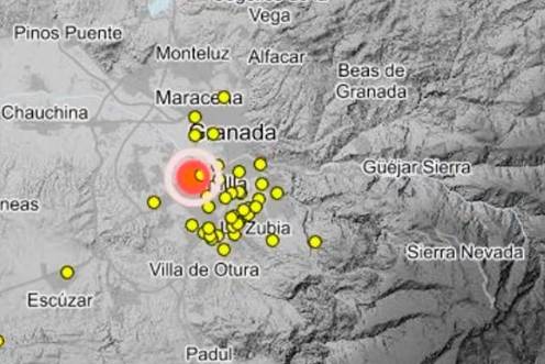 <i>Terremoto de magnitud 3,1 mbLg este miércoles a las 9,54 horas y epicentro en Churriana. / IGN. </i>