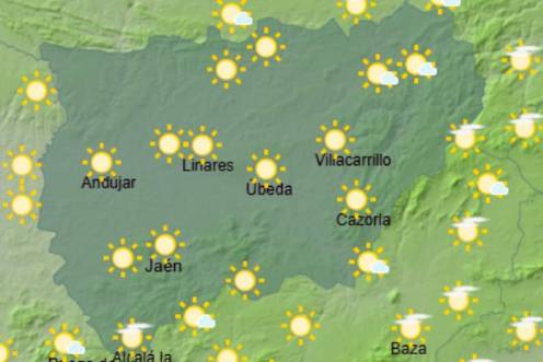 <i>Mapa de las temperaturas en la provincia de Jaén a 29 de agosto. / Aemet. </i>
