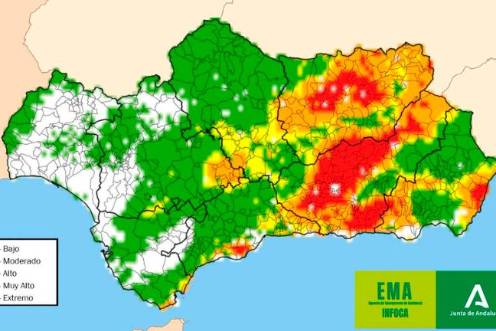 <i>Mapa riesgo de Incendios Forestales en Andalucía. / Plan Infoca. </i>