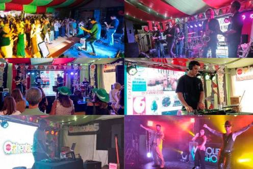 <i>Algunos momentos de las actuaciones de las bandas y DJ que han actuado en San Lucas en la caseta de Diario JAÉN.</i>