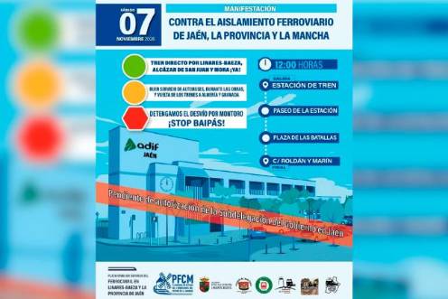 <i>Cartel de la protesta del próximo 7 de noviembre contra el baipás por Montoro. / Plataforma en defensa del Ferrocarril. </i>